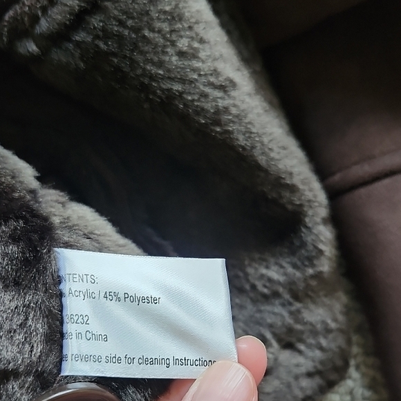 Gallery Brown Faux Fur Lined Coat Button Closure Women's Size XL - Picture 9 of 10